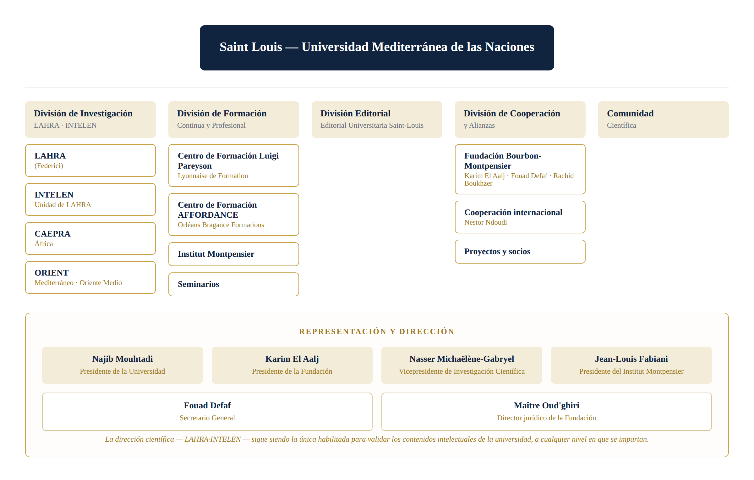 Organigrama general de Saint Louis – Universidad Mediterránea de las Naciones