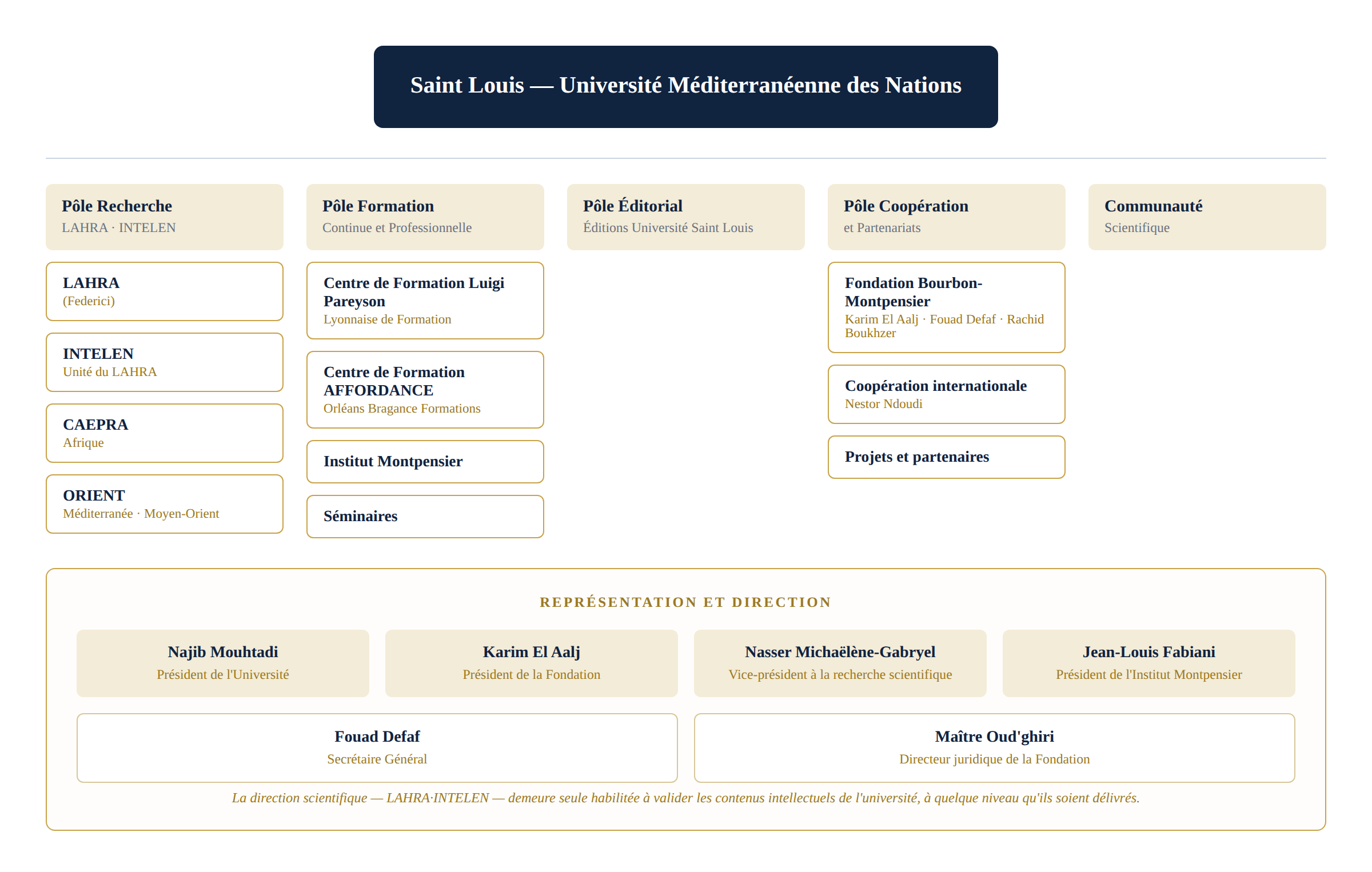 Organigramme général de Saint Louis – Université Méditerranéenne des Nations